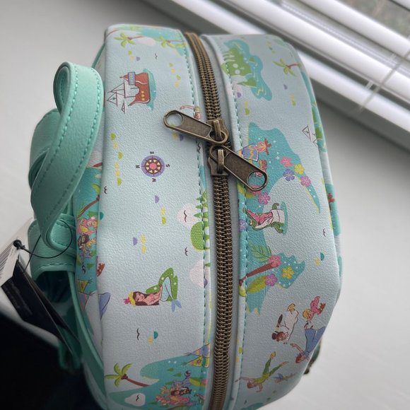New Loungefly Mint Green Disney Peter Pan Island Mini Backpack display picture 3